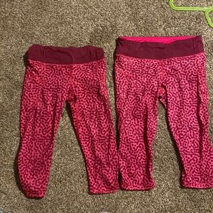 pink lulu capris leggings
